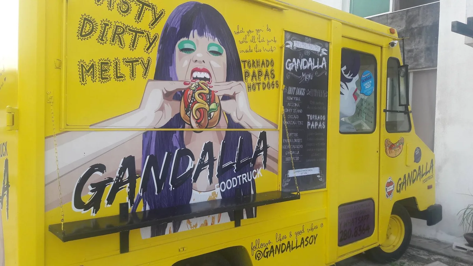 Gandalla yellow illustrated food truck brand